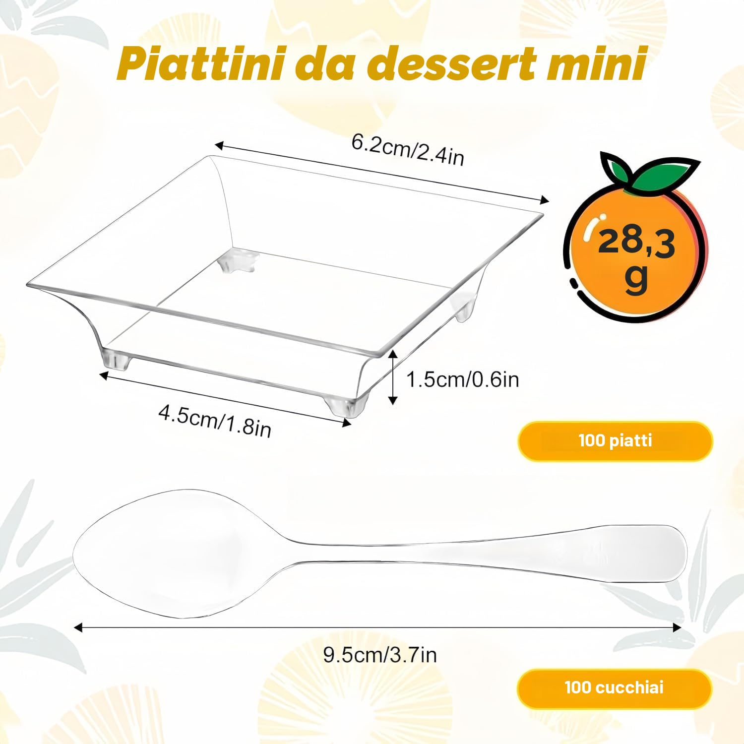 KAHEIGN 100 Pezzi Piatti da Aperitivo in Plastica con Cucchiai, 6CM Piatto Quadrato per Degustazione Dessert Ciotole Trasparenti per Antipasti Parfait Piatti da Portata Riutilizzabili per Campione