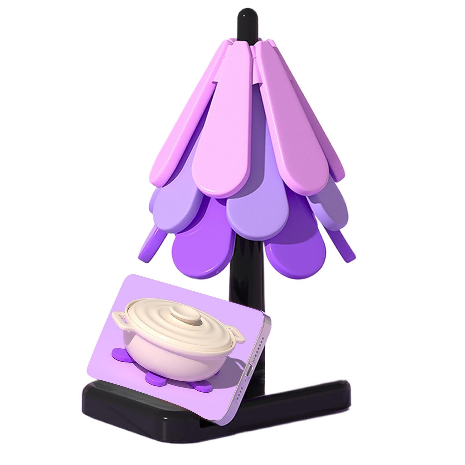 Dessous de plat pliable en silicone en forme d'arbre pour théière et table