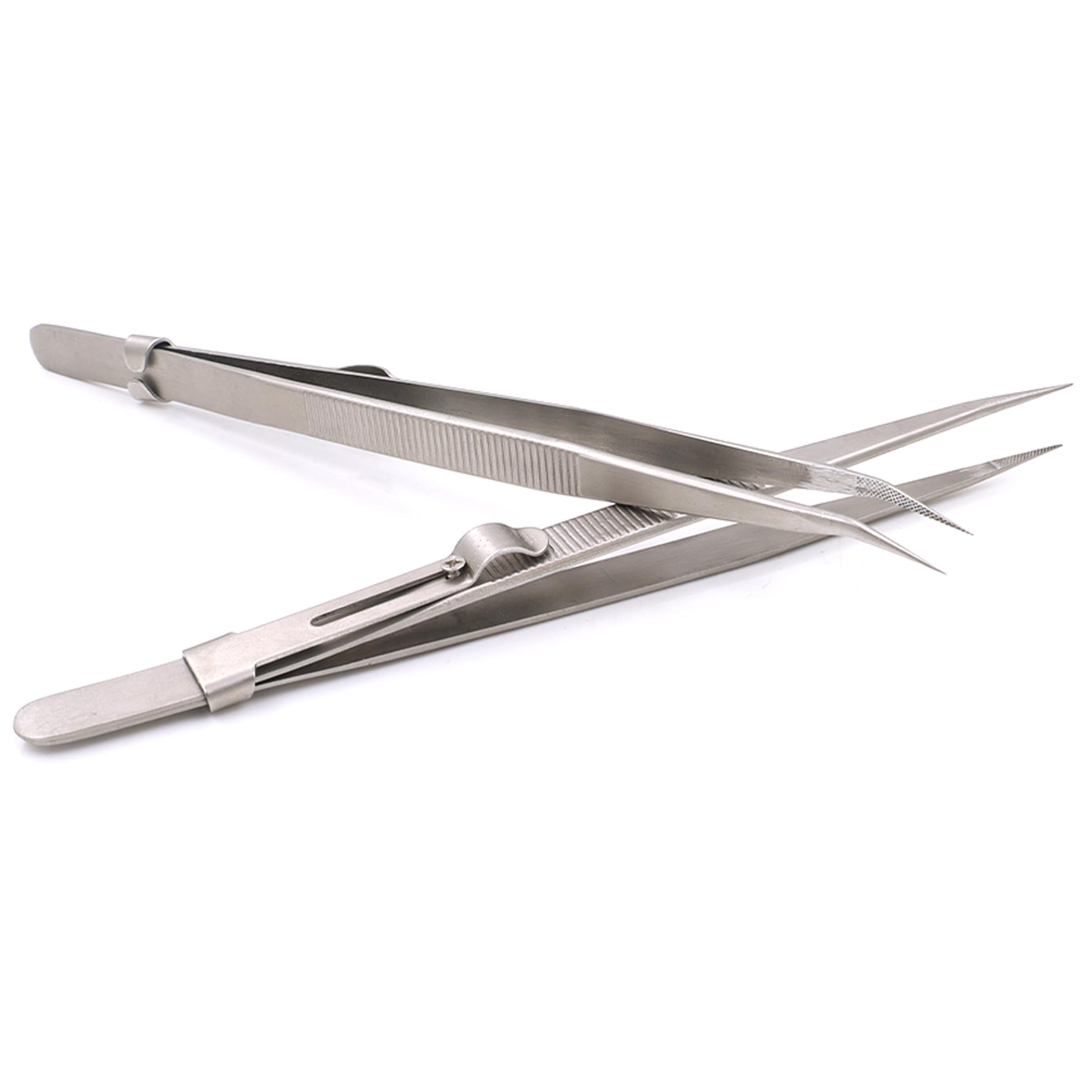 2 pinzette di precisione, strumenti per modellismo hobby, pinzette in acciaio inox piegate e dritte, per Gundam, modello militare in scala, parti in resina 3D, elettronica, Sodlering, fai da te