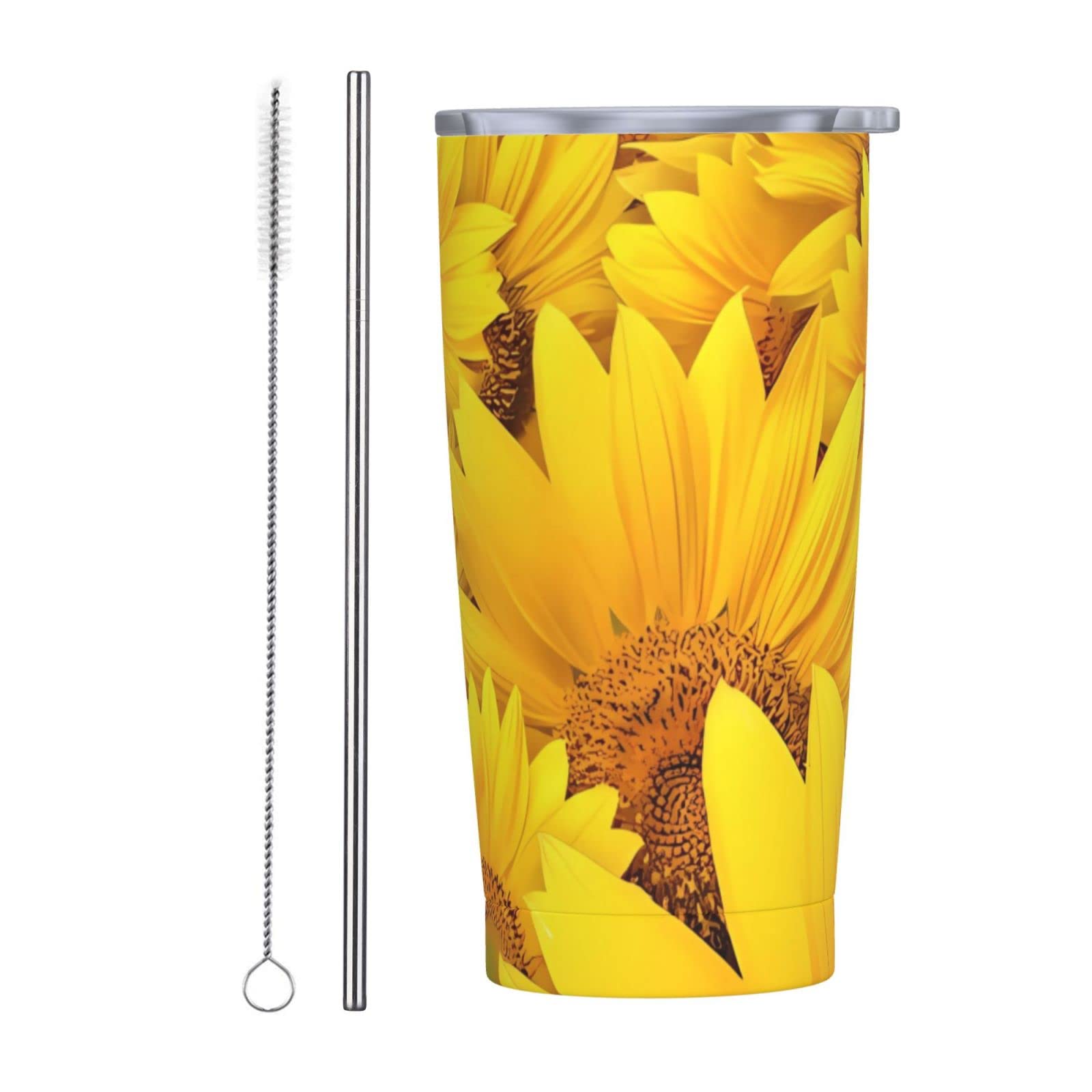 Tasse à café isotherme au bureau ou en balade : le gobelet tournesols 591 ml pour femme