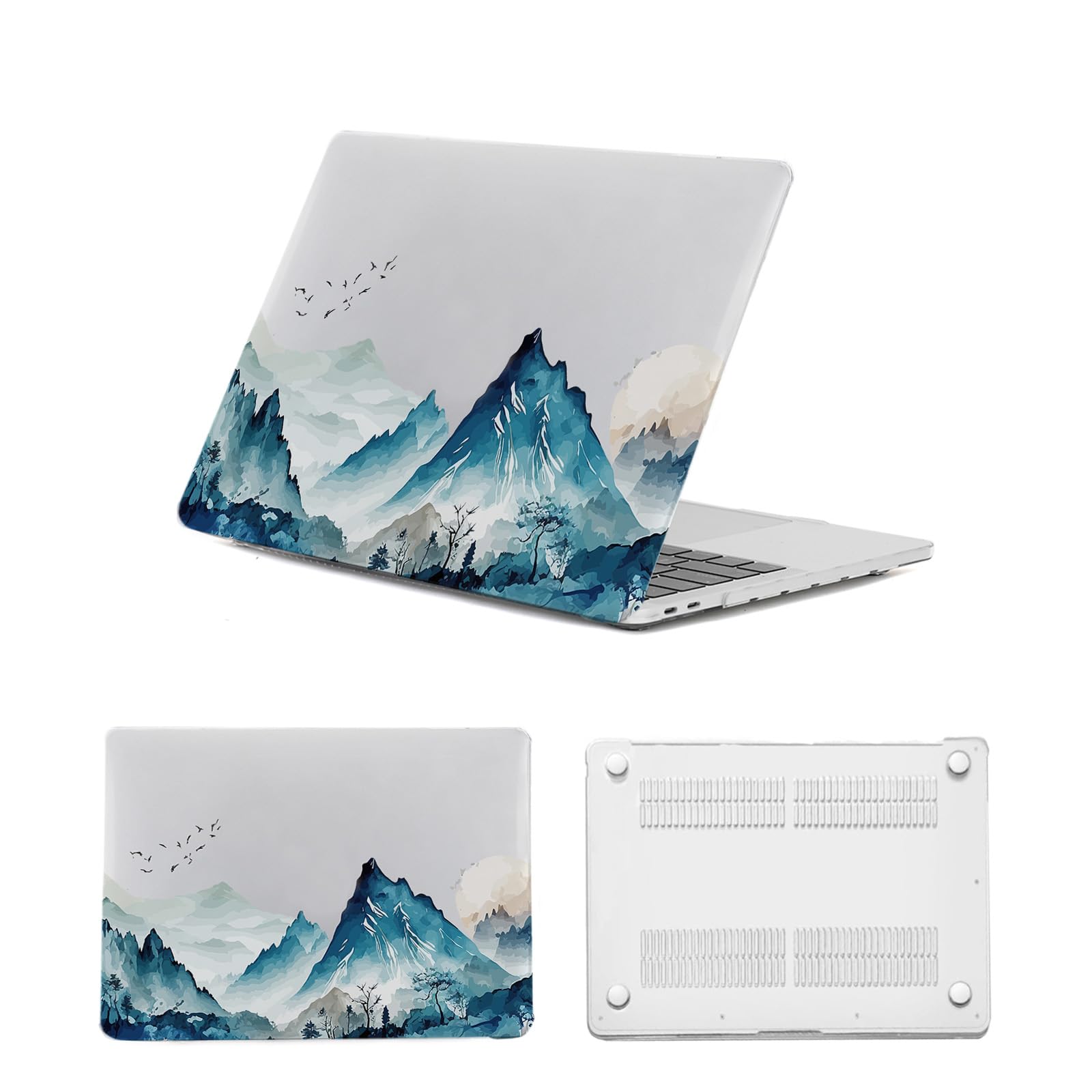 Custodia Laptop per Macbook Air 13 pollici M4 M3 M2,Versione 2025 2024 2022 A2681 A3113 A3240,Case Cover Duro Protection in Plastica per Apple Macbook Air 13,6",Montagna Verde