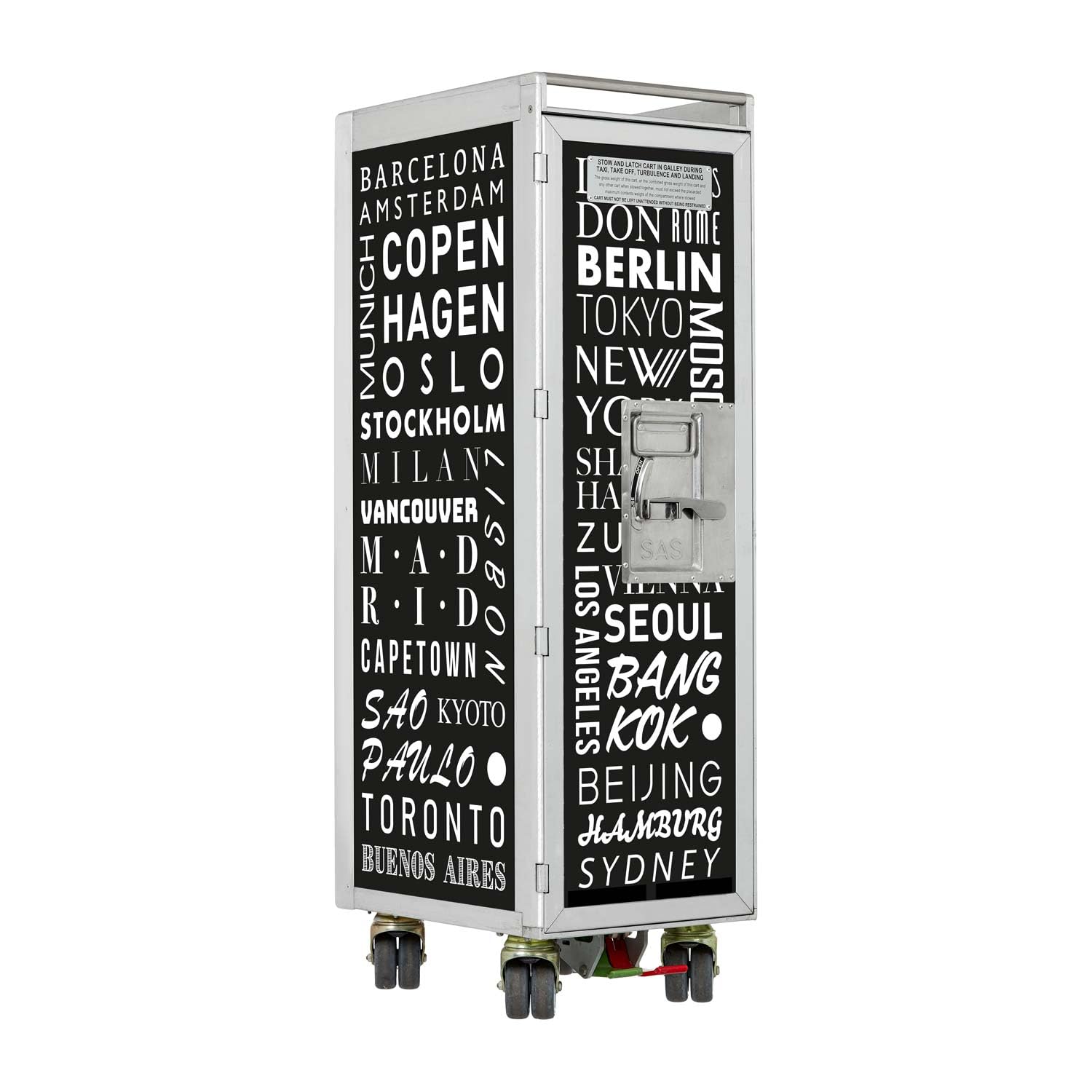 Flugzeugtrolley Cosmopolitan Schwarz, Gebrauchtes Original aus der Luftfahrt - ausgemustert und hochwertig restauriert, Flugzeug Servierwagen, Original Airline Trolley
