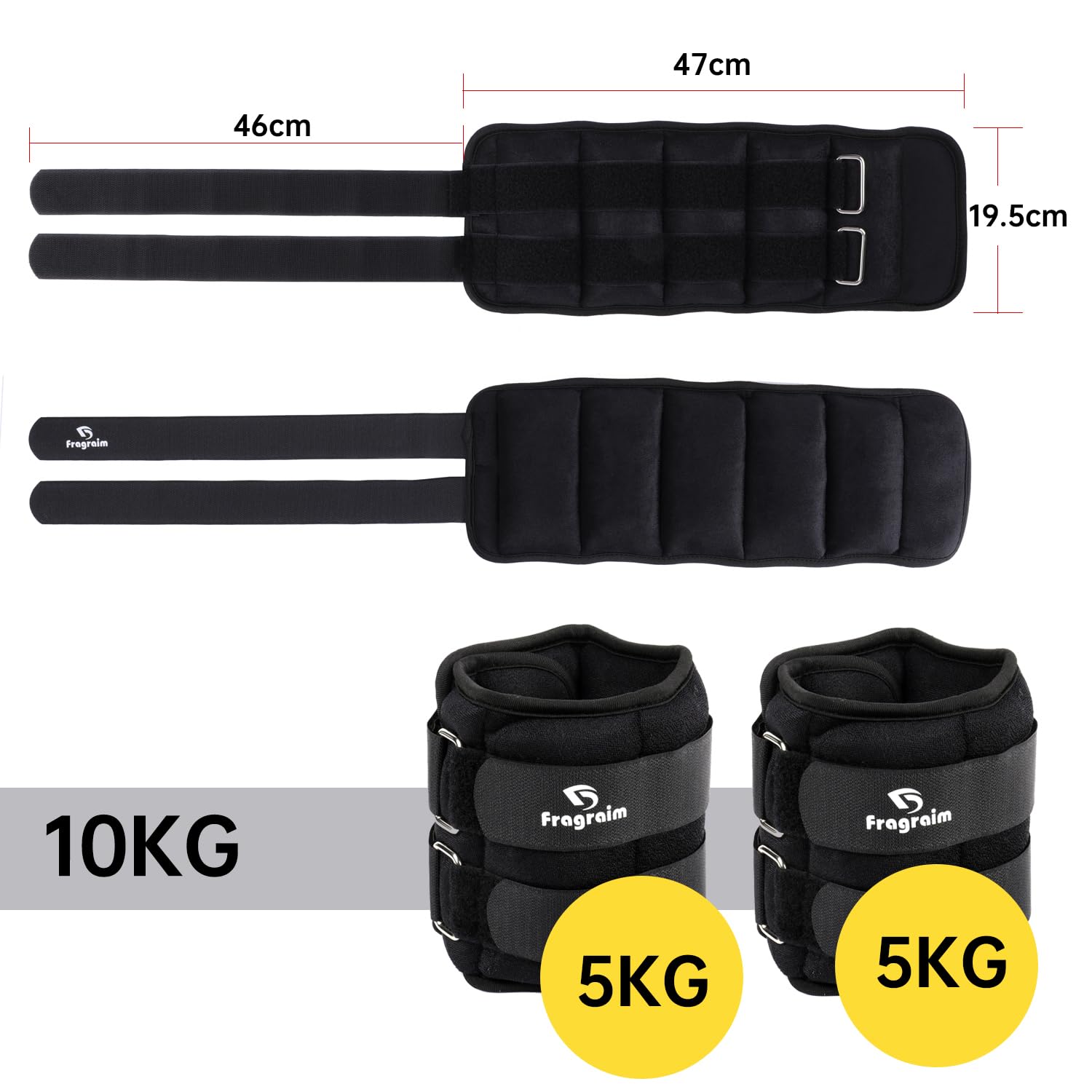 Pesi per caviglia, 5 kg x 2 pezzi, per donne, uomini, comodi e morbidi, perfetti per pilates, danza, corsa, passeggiate, fitness, allenamento
