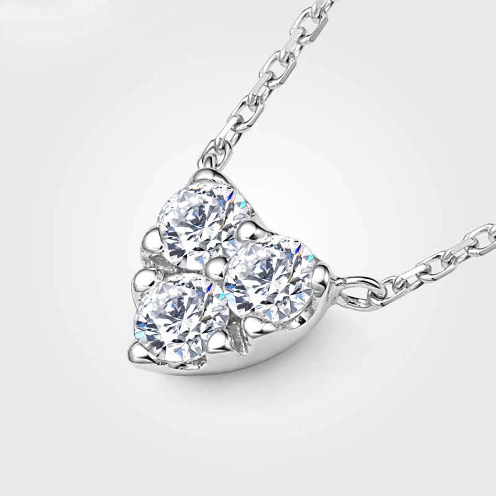 9-karatowe białe złoto damski łańcuszek, trzy gwiazdki serce naszyjnik z diamentem 0,18 ct, złoty wisiorek 9 K, prawdziwa biżuteria