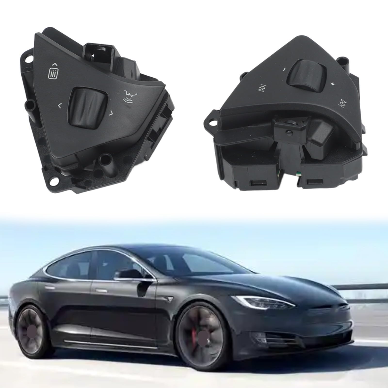 Schwarz Lenkrad Sprachsteuerung Tasten für Tesla X