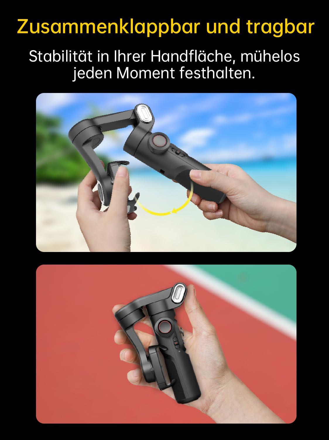 AOCHUAN 3-Achsen Gimbal Stabilisator für Smartphone mit RGB Magnetisches Fülllicht Upgraded Face Tracking Focus Wheel Faltbarer Phone Gimbal für iPhone/Androidn Stabilisator Vlog Aufnahme Smart XE Kit