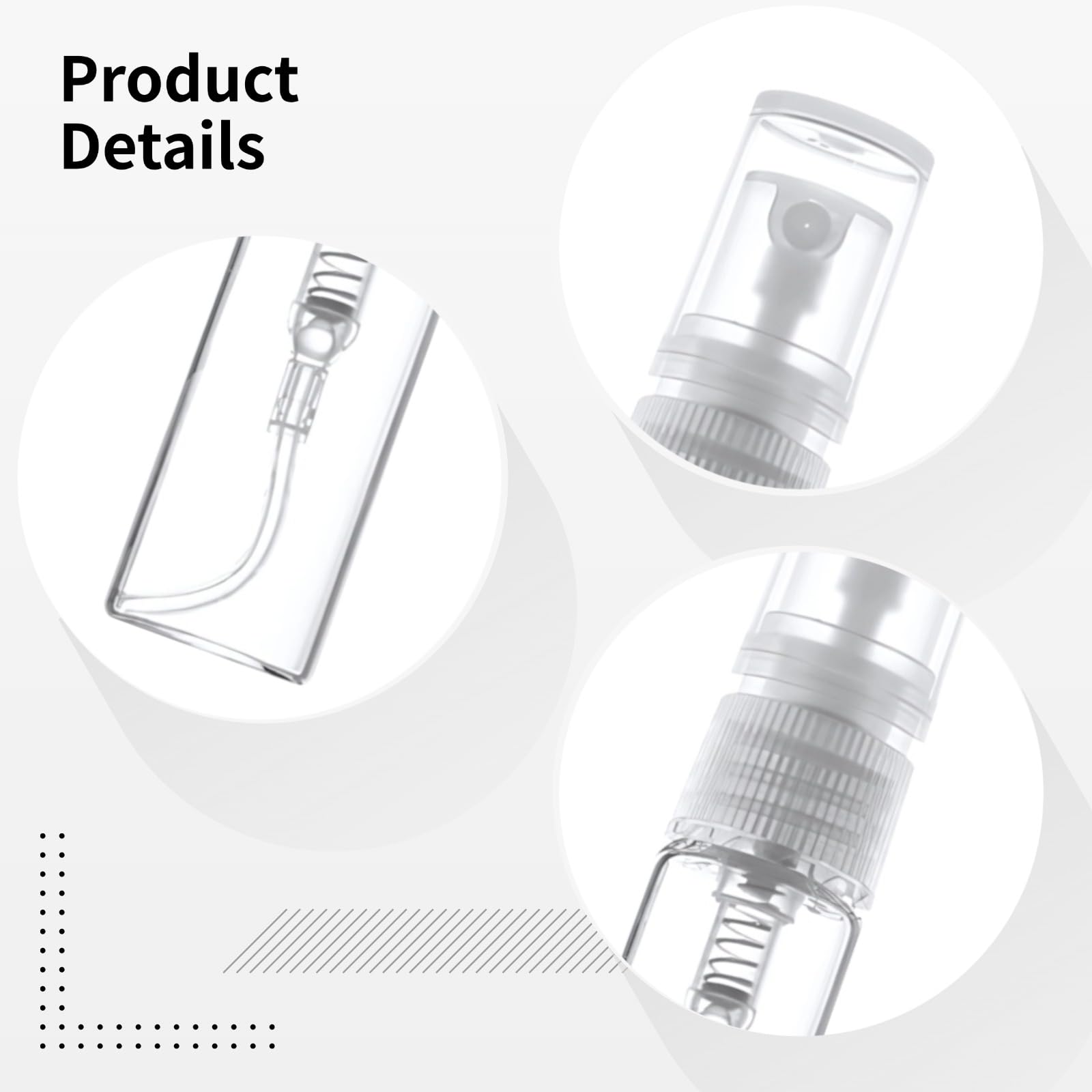 100 szt. mini szklanych butelek z rozpylaczem, przezroczyste butelki na próbki perfum o pojemności 3 ml, szczelne butelki z rozpylaczem na zapachy, olejki eteryczne, mgiełkę do twarzy i nie