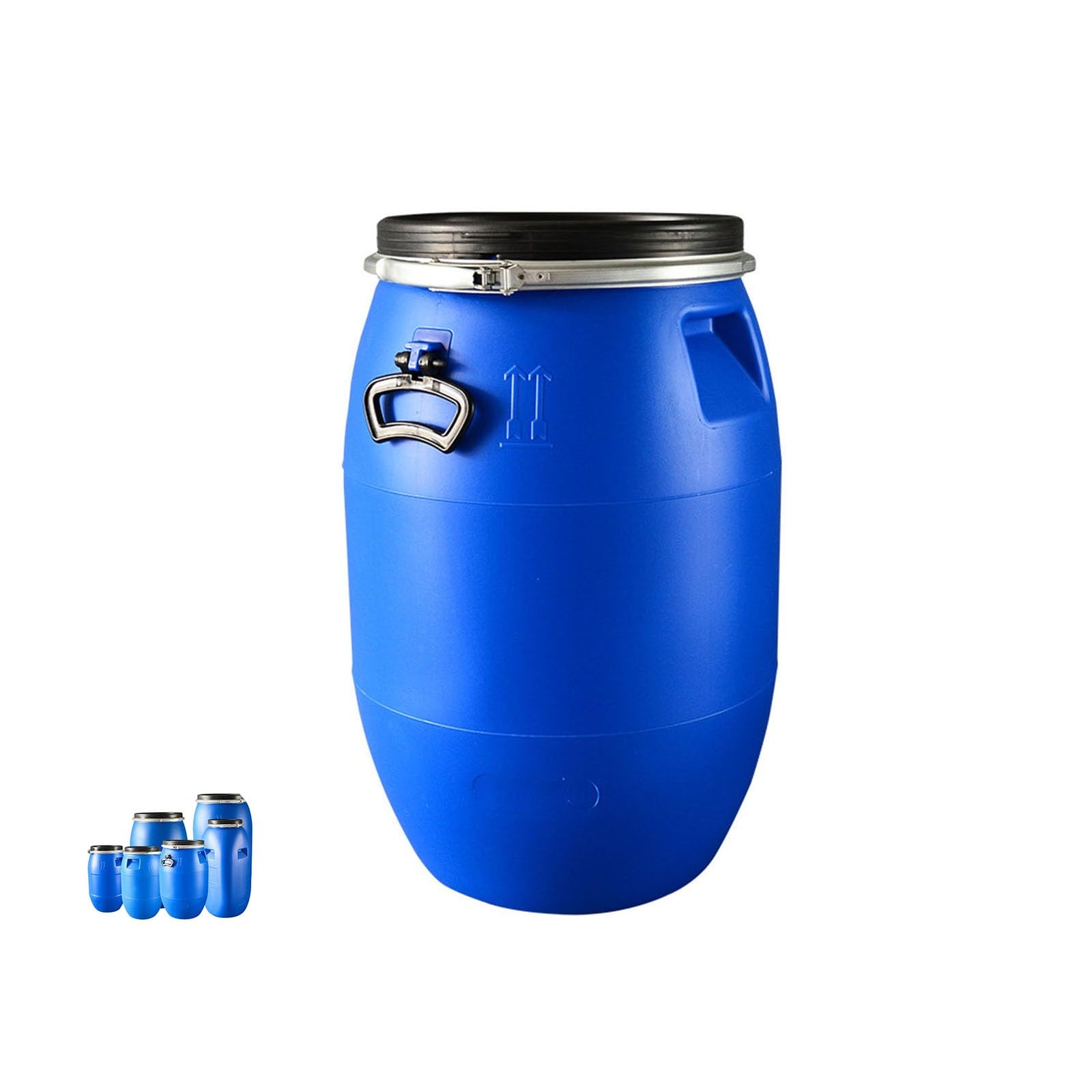 Fusto in plastica con coperchio, grande fusto blu in plastica, contenitore industriale a tenuta stagna per spedizioni, uso industriale e raccolta di acqua piovana.(30L)