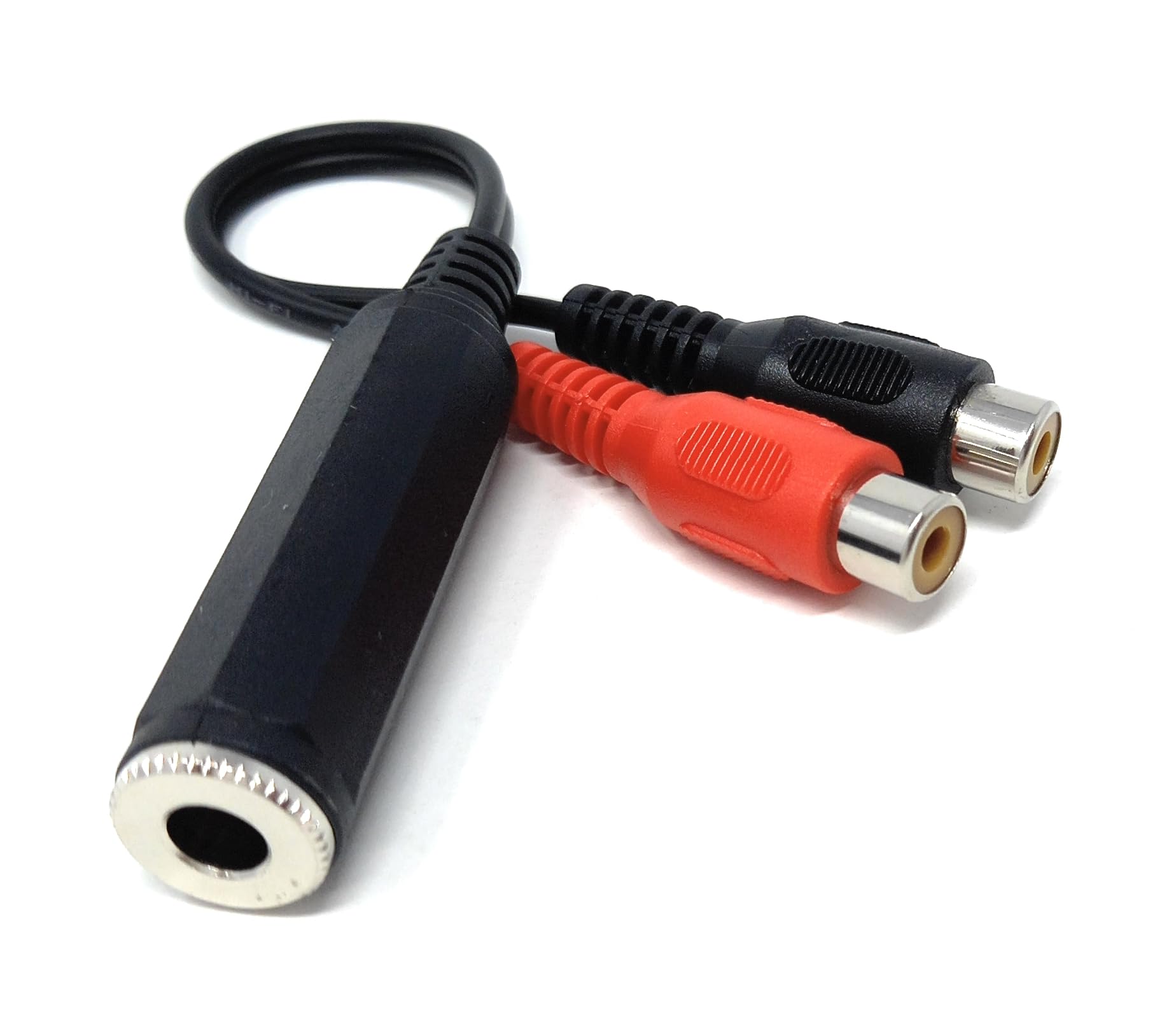 DRUT 6.35mm Mono Socket to Twin RCA Phono Sockets Audio Cable Adapter, Black - Image 4