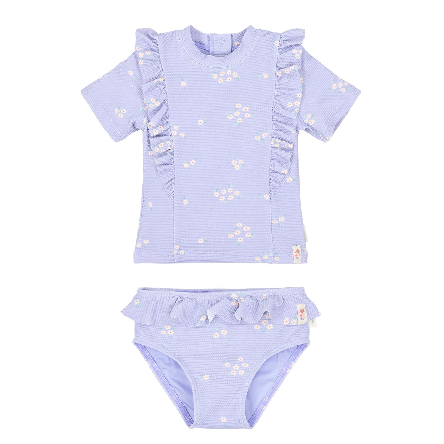 Little Dutch Kinder Rash-Guard-Set - Schwimmshirt Kurzarm + Badehose - 2er Set - für Mädchen - Dreamy Lavender - lila (Gr. 86/92)