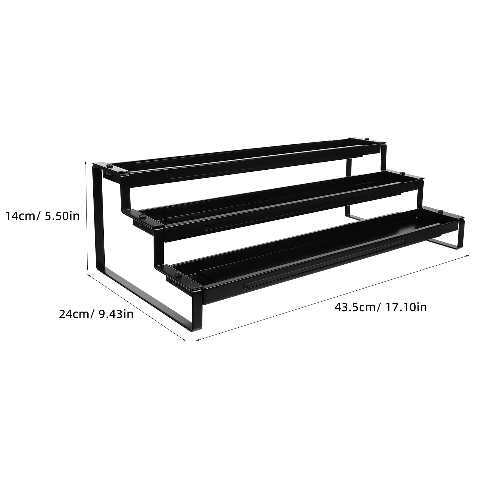 Portaspezie Estensibile in Acciaio al Carbonio Nero a 3 Livelli Facile da Pulire Design Moderno e Raffinato Organizzatore per Cucina e Dispensa