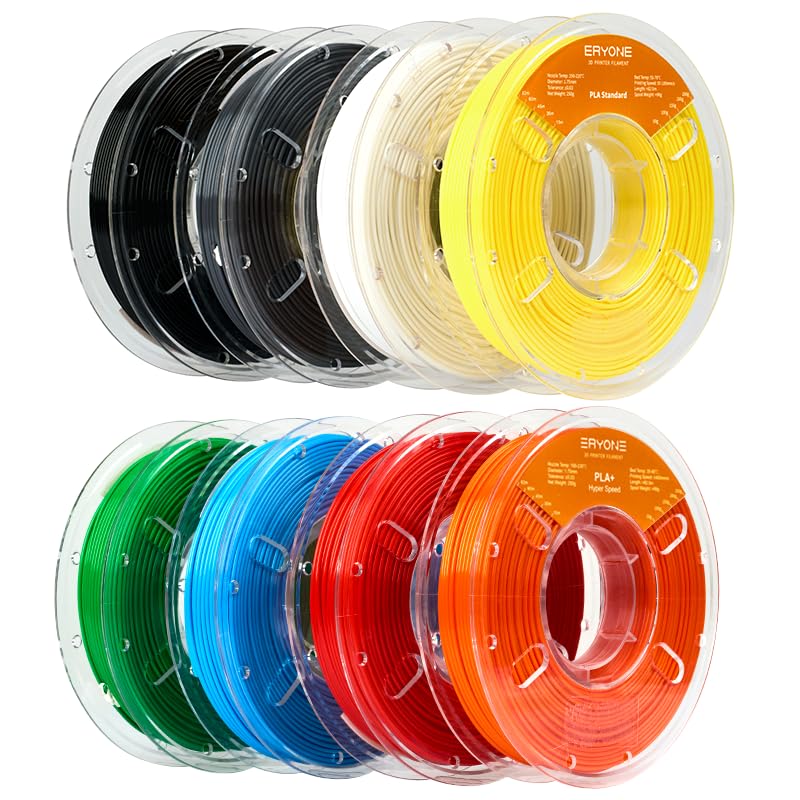 ERYONE PLA Filament Bundle 8 Colors 1.75mm  0.02mm Dimensional Accuracy 8 250g Spools for FDM 3D Printers