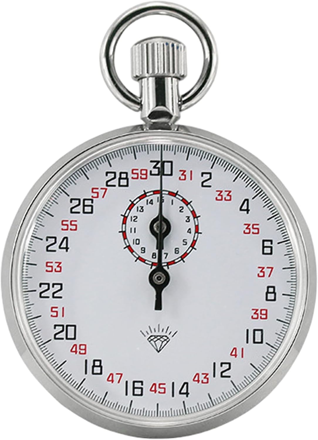 Analog Stopwatch, Mechanical Stopwatch, 13-Jewel Analog with Precise Timing for Sports & Laboratory, White Dial Stop Watch Timer with Lanyard, 30s/15M, Stop Watches Timer