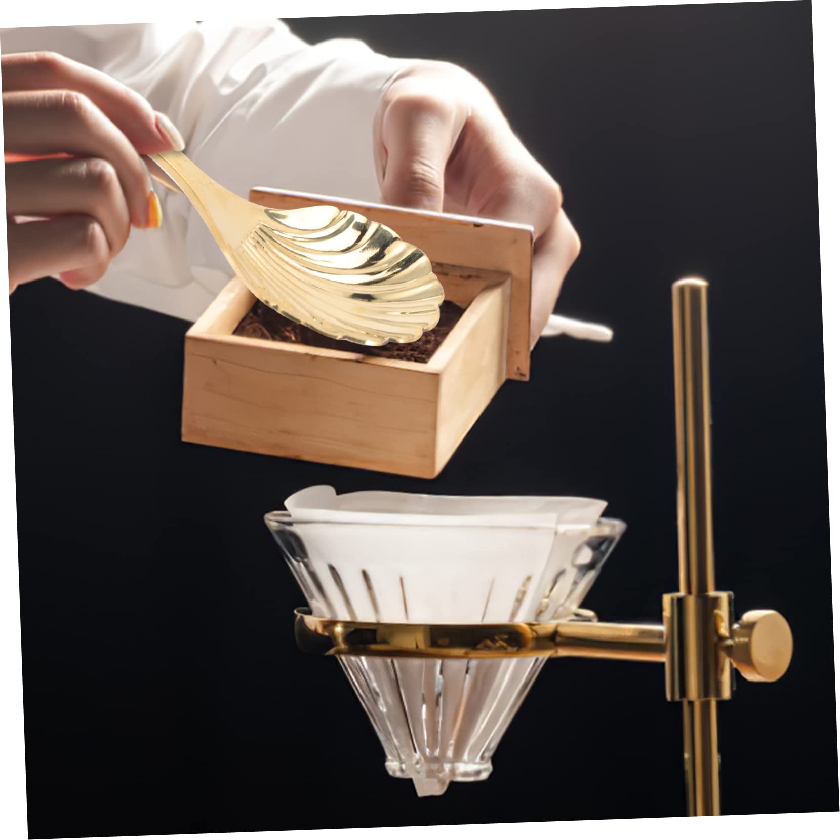 VINTORKY Tea Leaf Spoon Brass Grain Spoon Small Scoop Kitchen Bean Scoop Tea Shovel