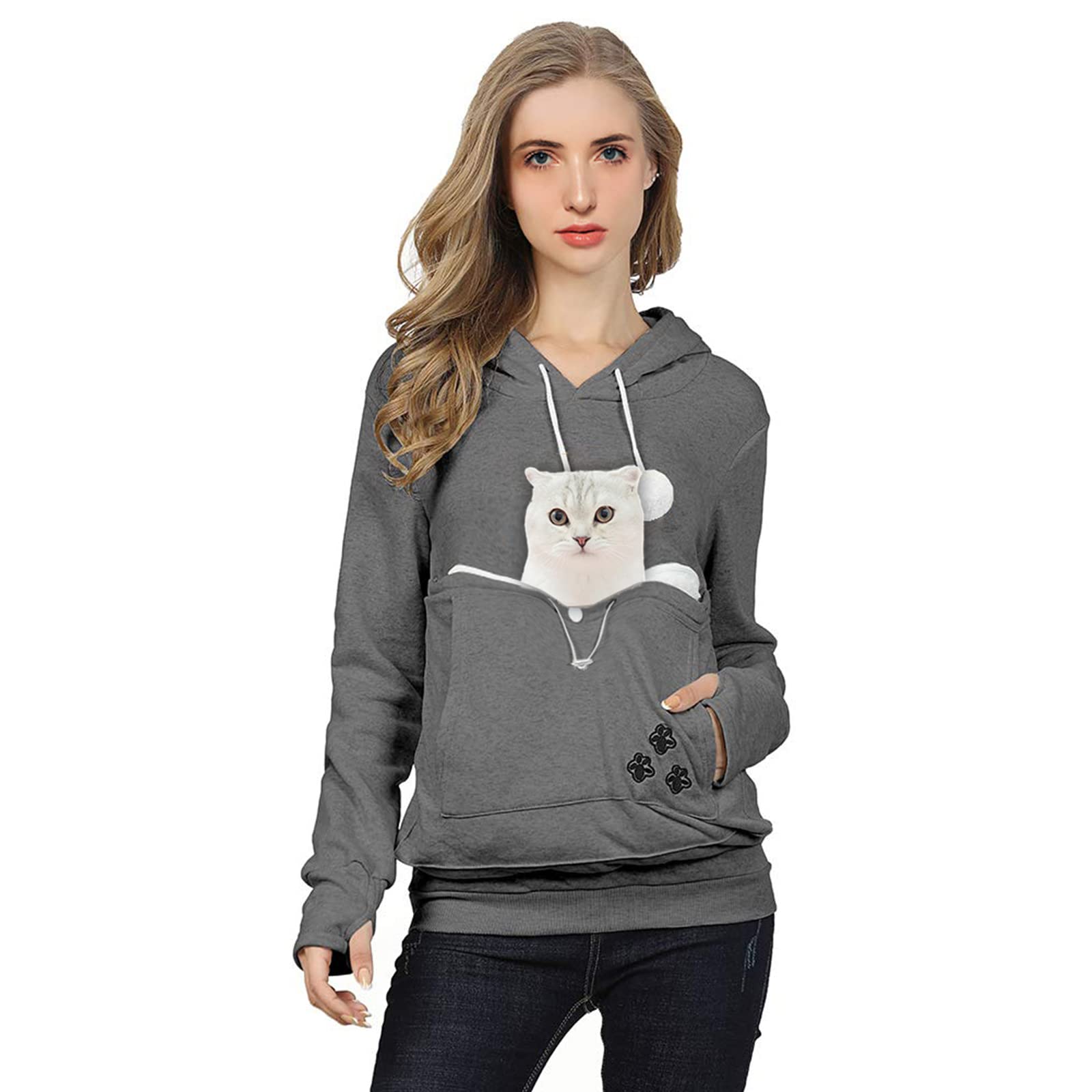DUBUK Unisex Big Pouch Hoodie Long Sleeve Pet Dog Holder Carrier Sweatshirt Hooded Pocket Kangaroo Hoodie (Dark Grey, XL) (B07YDKL7MP) Amazon Price History, Amazon Price Tracker