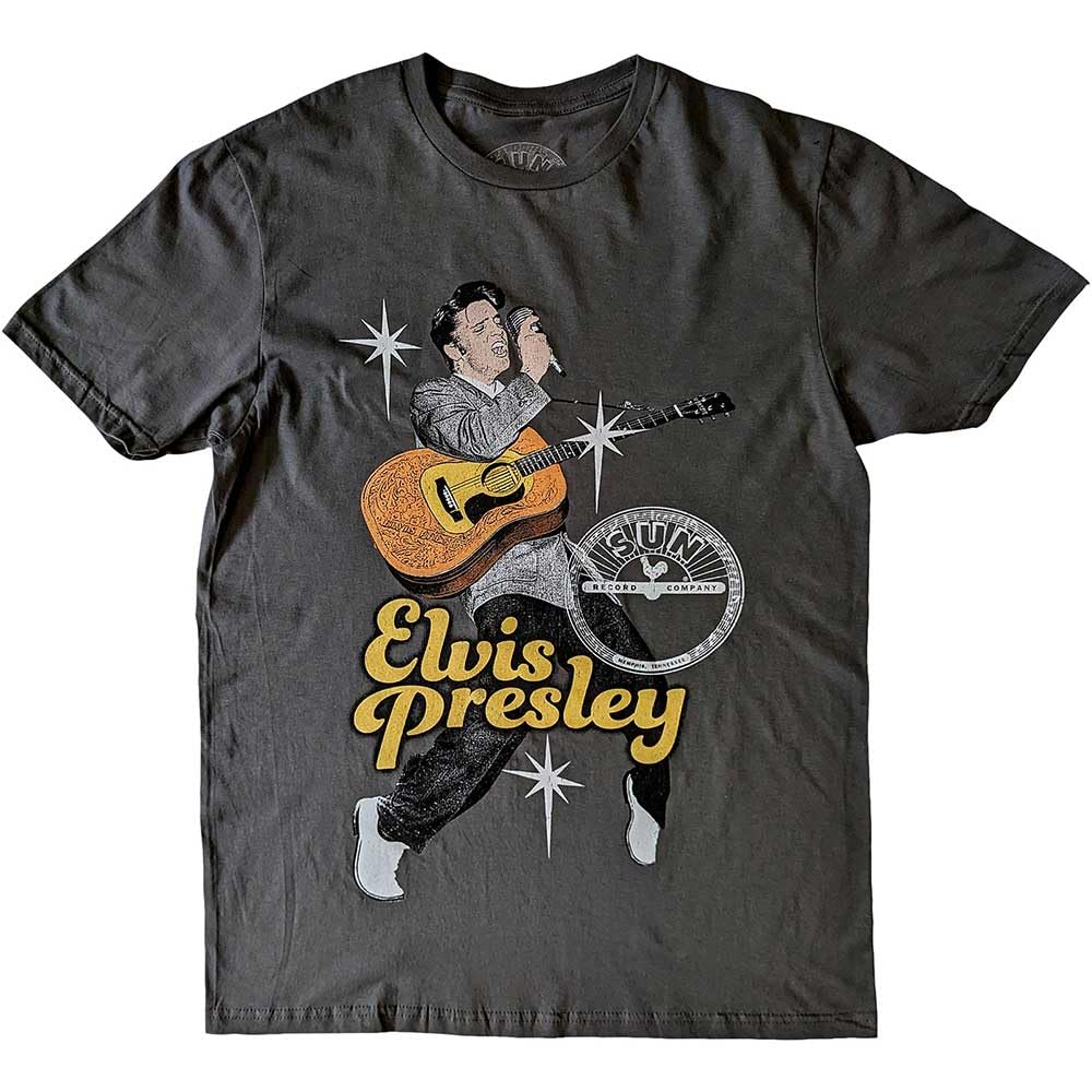 Rock Off officially licensed products Sun Records Elvis Toes T Shirt, Charcoal, M