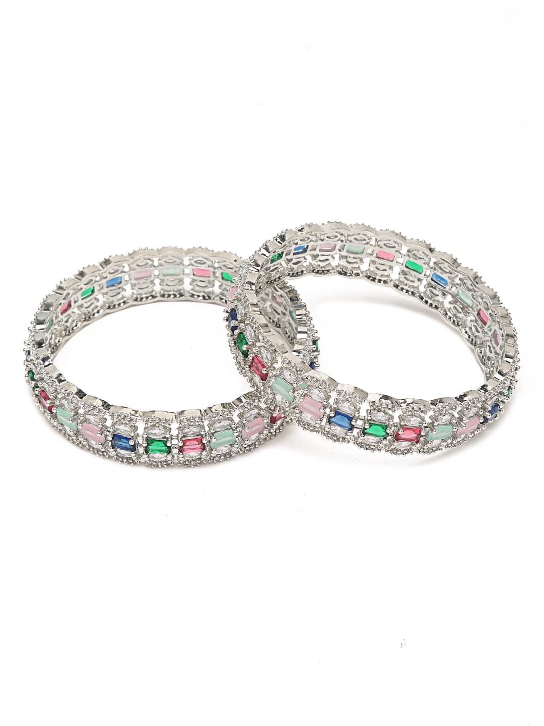 YouBella Jewellery Stylish Silver Plated Multi-Color Stone Studded Bangles for Girls and Women (YBBN_91888) (Silver) (2.8) (B0B1366W6S) Amazon Price History, Amazon Price Tracker