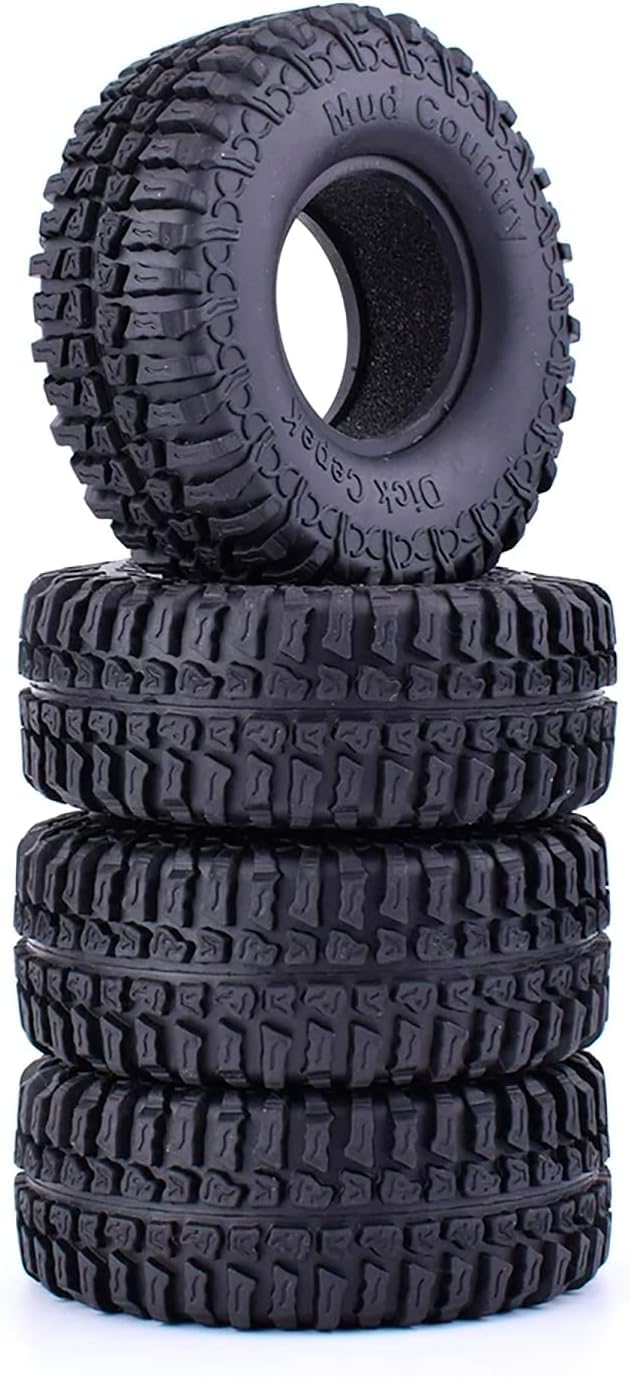 KINGCOO RC Auto Reifen, 4PCS RC Crawler Reifen Gummi 1.9 Zoll Felgen Radreifen für 1:10 RC Rock Crawler Auto Teile für Axial SCX10 D90 TF2 TRX4 Tamiya Redcat Gen8 (100MM)