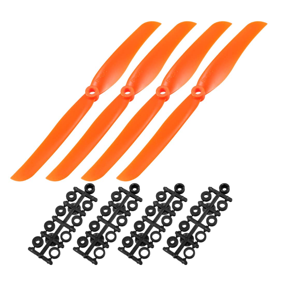 uxcell RC Propellers CW 8040 8x4 Inch 2-Vane Fixed-Wing for Airplane Toy, Nylon Orange 4pcs with Adapter Rings