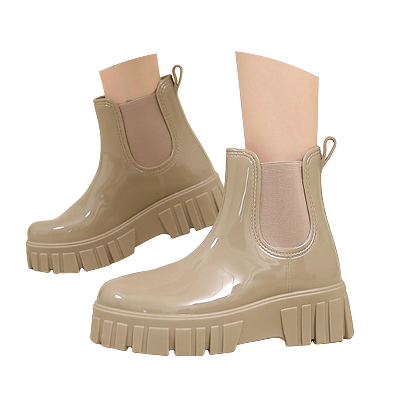 Womens Rain Boots Chelsea Boots for Women Waterproof Resistant Boot Slip on Rubber Anti Slip Booties Non Sole