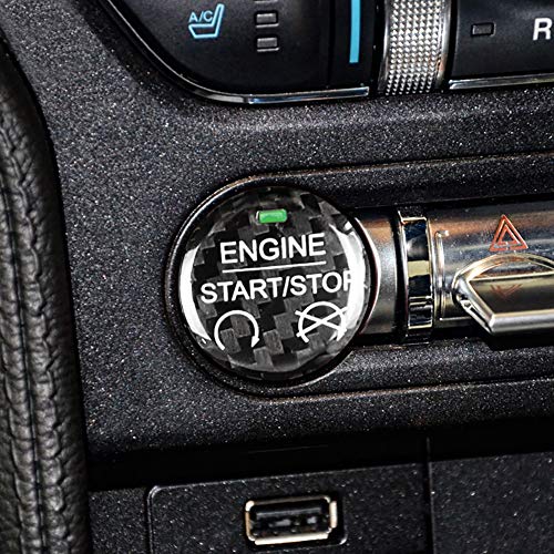 AIRSPEED for Ford Mustang Carbon Fiber Car Engine Start Stop Button Sticker Interior Trim (Black)