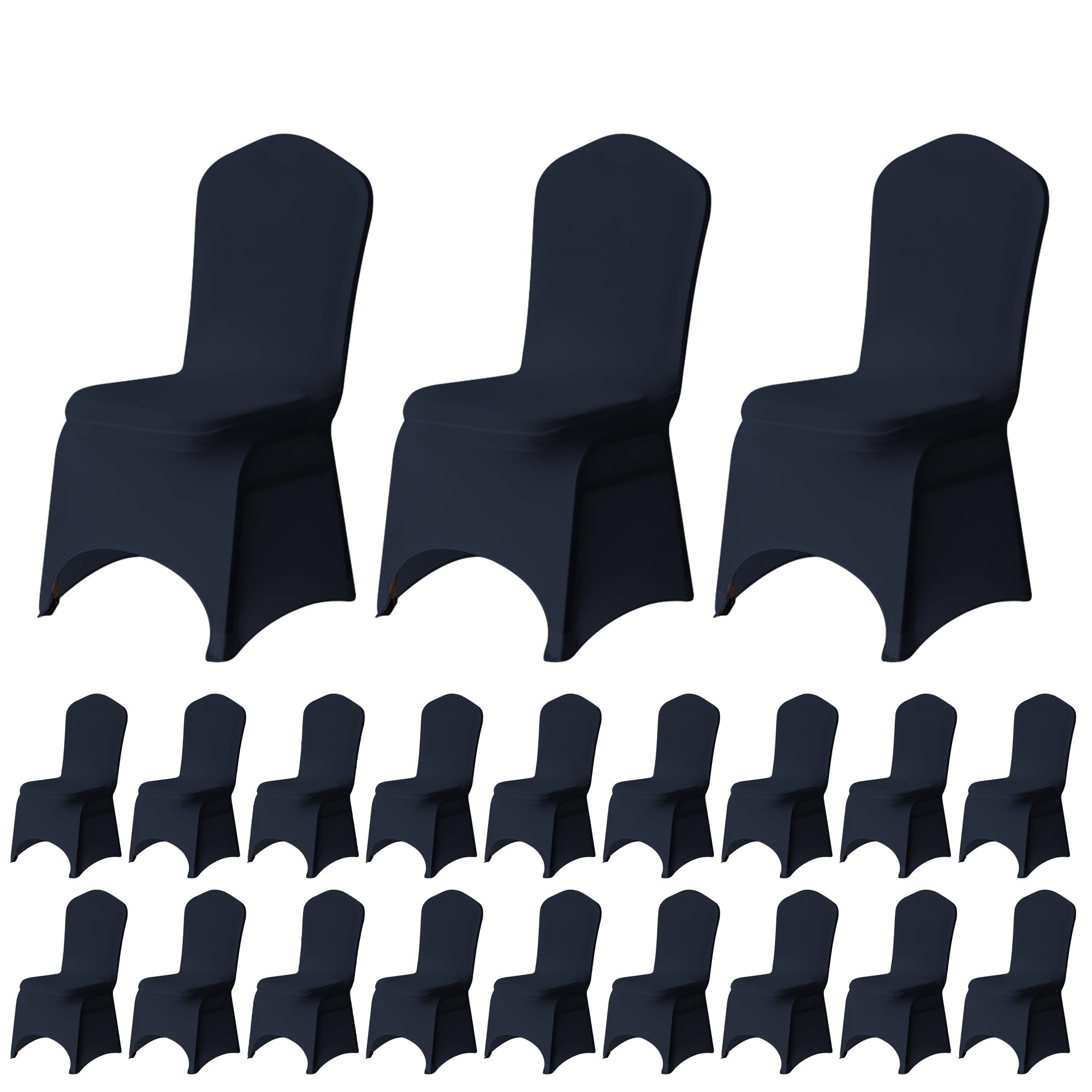 Trimming Shop Navy Blue Wedding Chair Covers Set of 40, Spandex Polyester Stretch Removable Washable Universal Slipcovers for Wedding Banquet, Dining Party & Events