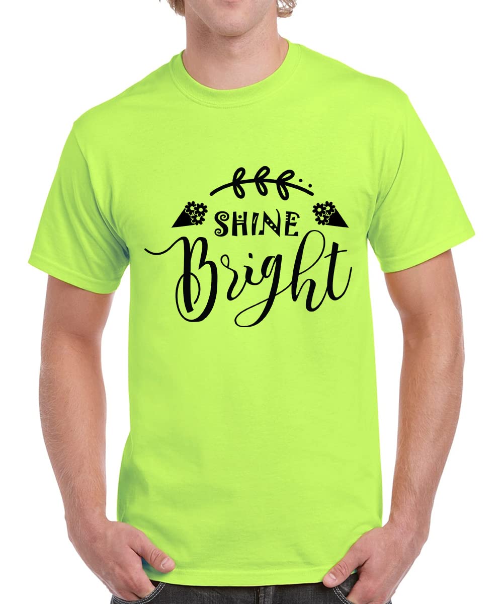 Caseria Men's Round Neck Cotton Half Sleeved T-Shirt with Printed Graphics - Shine Bright