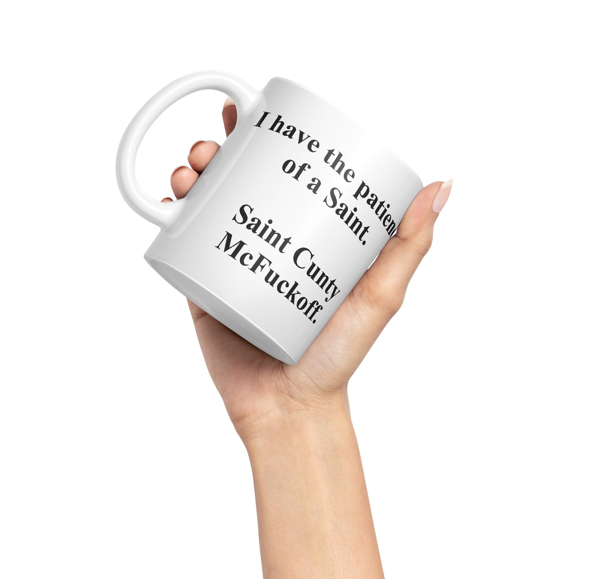 Vixar I Have The Patience of a Saint Coloured Ceramic Mug Cup Gift 330ml 11oz Work Office Tea Coffee (White) - Image 3