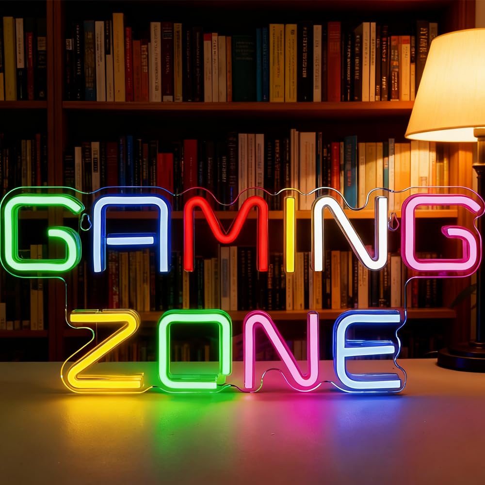 Game Zone Neon Schild, Buntes LED Gaming Neon Licht, USB Letter Game Neo-Licht Neonlicht mit Schalter und USB-Stromversorgung, ür Spielzimmer Dekoration, Spielbereich, Raum Dekor, Kneipe