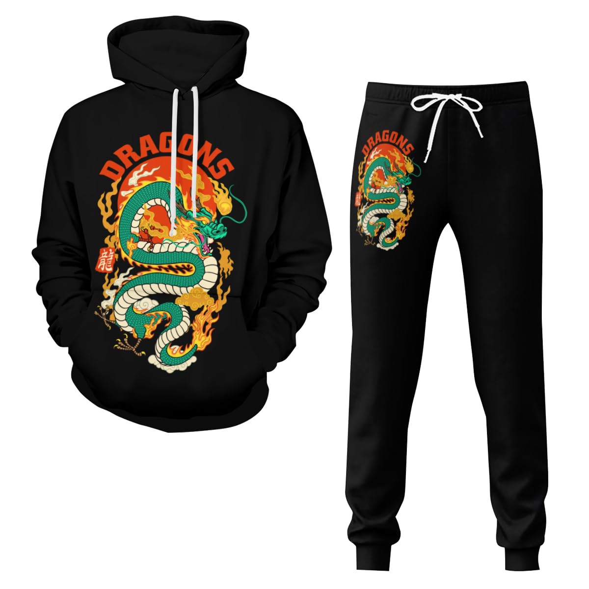 Amazon.co.jp: ドラゴン 龍 神龍 ジャージ メンズ 上下セット パーカー