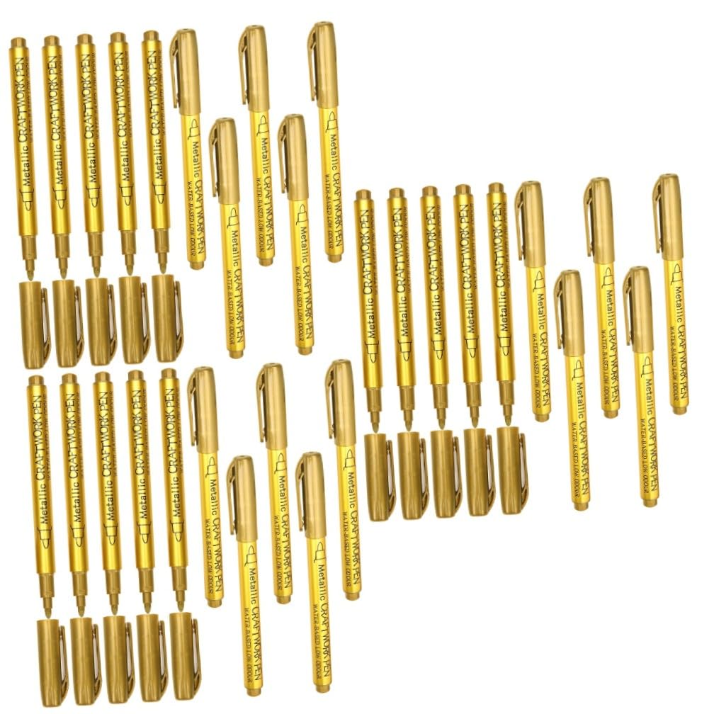 Lurrose 30pièces Marqueurs De Peinture Métalliques Pour Textile Bois Et Céramique Stylos à Peinture Pour Art Et Artisanat Effet De Séchage Rapide Écriture Confortable
