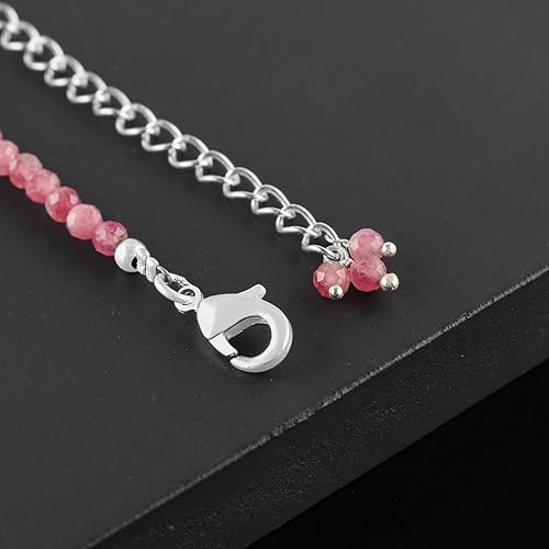 Miniatura 160 de Gargantilla de piedras preciosas naturales, cuentas redondas facetadas, joyería chapada en plata, cristales curativos, cumpleaños, hecho a mano