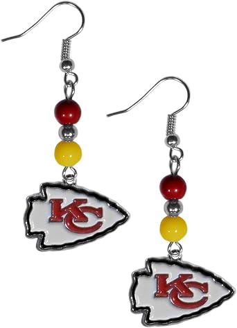 NFL Siskiyou Sports Womens Kansas City Chiefs Fan Bead Dangle Earrings One Size - Team Color