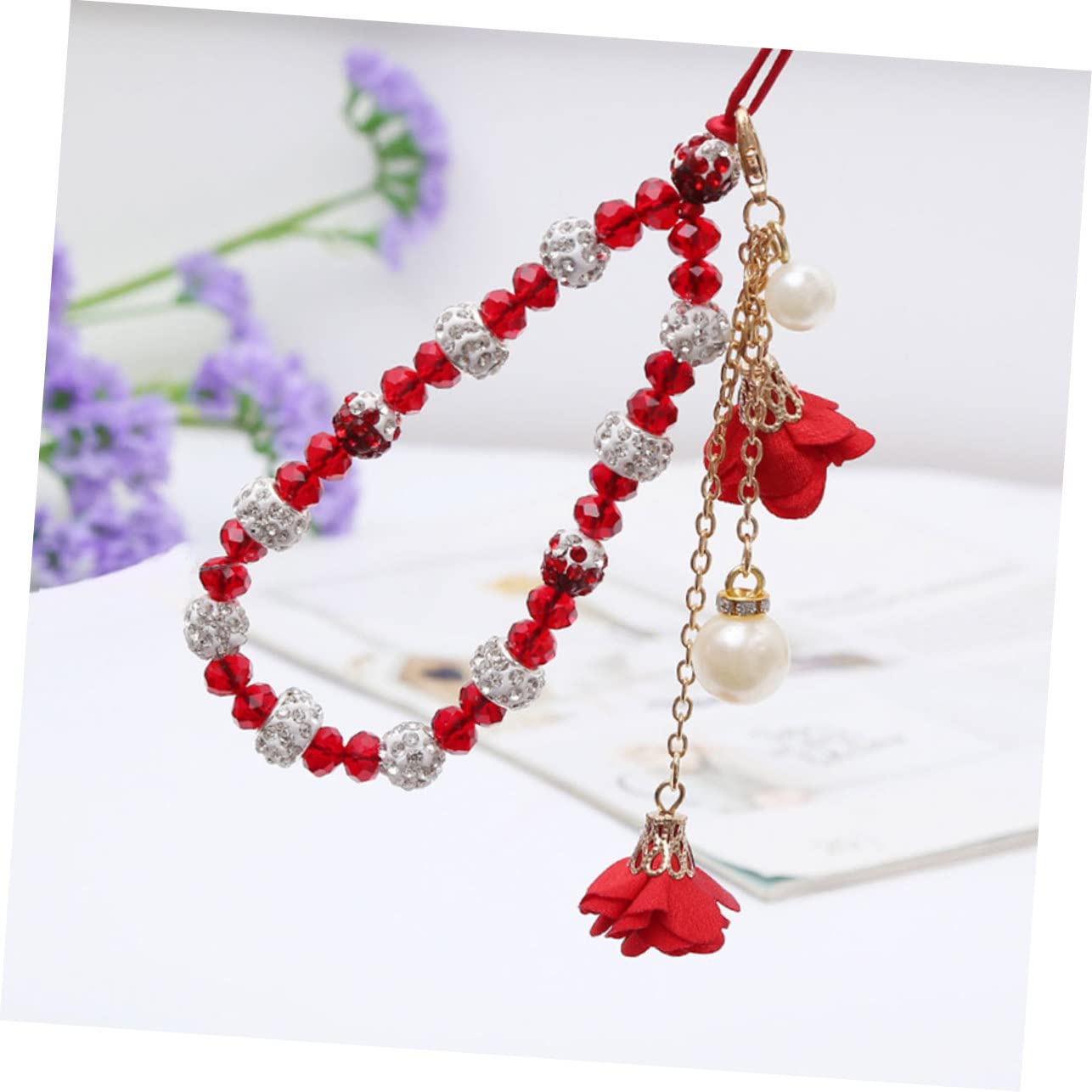 Hemobllo 12piezas Cuerdas De Teléfono Móvil Decorativas Flores De Cristal De Fáciles De Instalar y Remover Colgantes Prácticos Para Smartphones