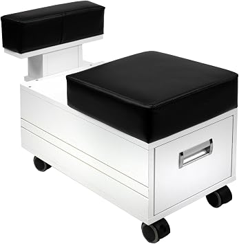 TATARTIST Pedicure Cart with Footrest Storage Drawer Beauty Foot Spa Trolley Nail Salon Furniture and Equipment White