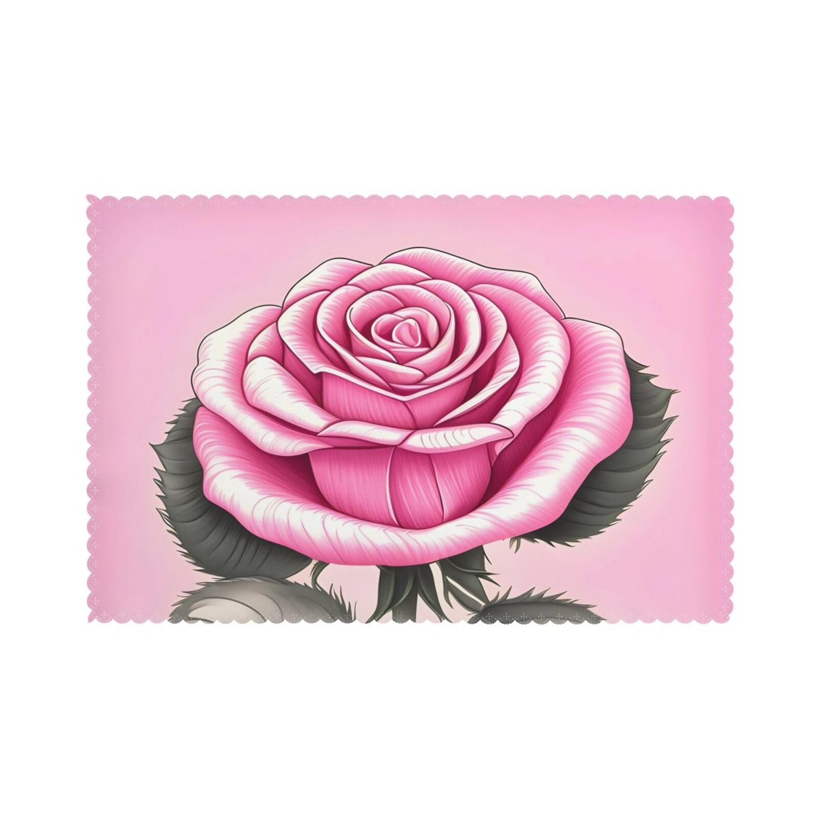 Beautiful pink roses Placemat set of 6, oil-proof and insulated dining table placemats, washable and wipeable.
