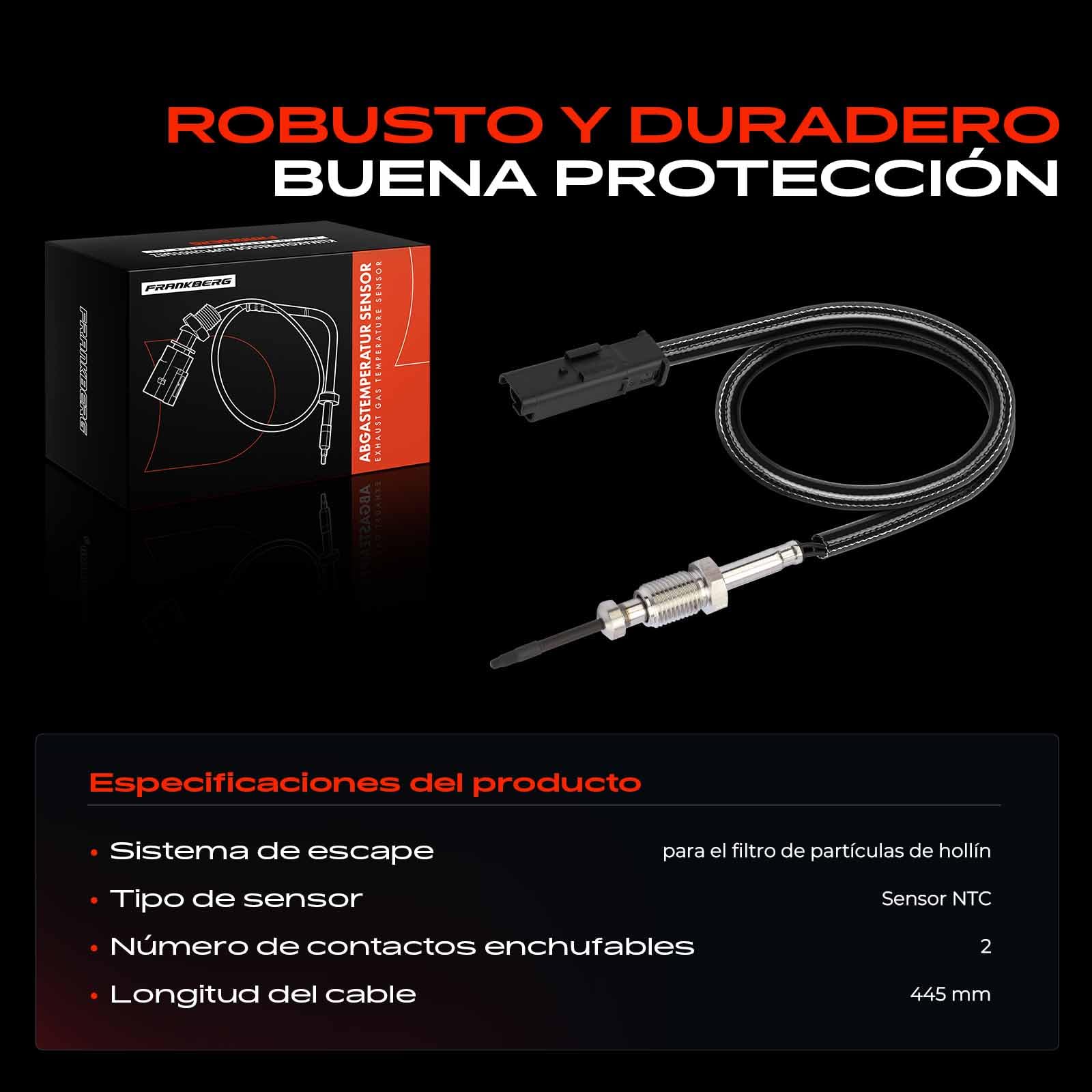Frankberg Sensor de temperatura de gases de escape Compatible con Berlingo Multispace C3 II C3 Picasso C4 II C5 III DS3 2008 I 207 CC 208 I 308 II 4008 508 I Replace# 9665090280