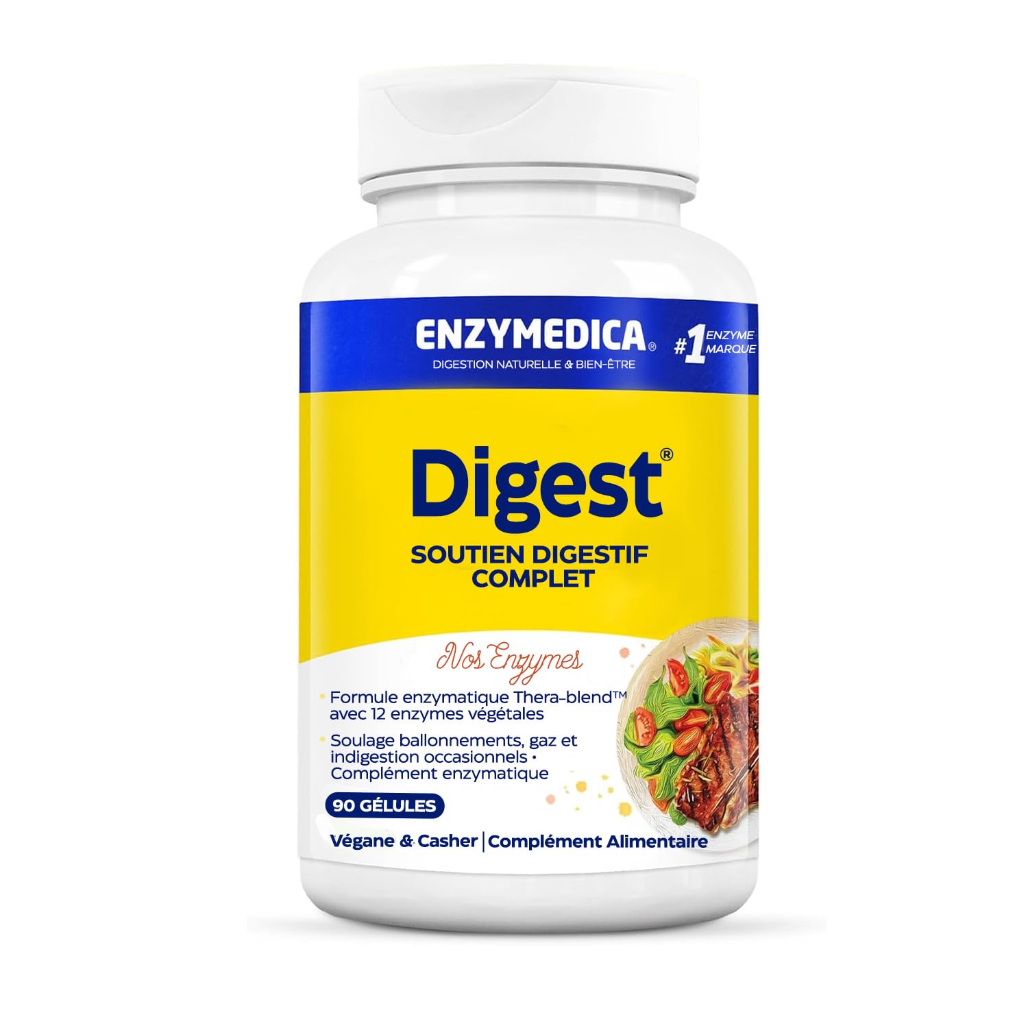 Enzymedica Digest, Formule enzymatique complète pour la santé digestive, 90 gélules