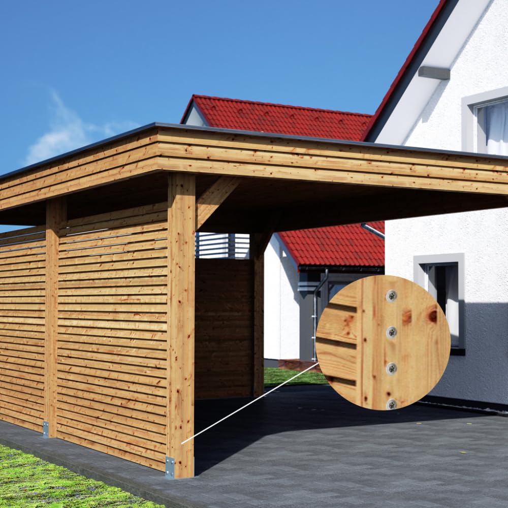 TOX Holzbauschrauben TIMBR TK 8,0 x 320 mm, blau verzinkt mit Tellerkopf, TX40, Schrauben für leichtes Eindrehen und hohe Tragfähigkeit im Holzbau, 50 Stück im Karton, inkl. 1x Bit, 1120804180320