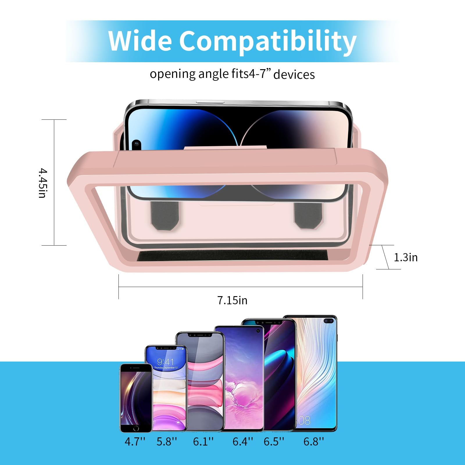Shower Phone Holder Waterproof, 480° Rotatable Retractable Adjustable Anti-Fog High Sensitivity Touch Screen Bathroom Shower Phone Case, Bathroom Wall Phone Mount for 4-7" Cellphones (Pink)