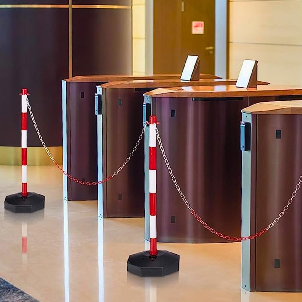 API Coppia di colonnine segnaletiche dissuasori paletti di Delimitazione in plastica con catena da 2m