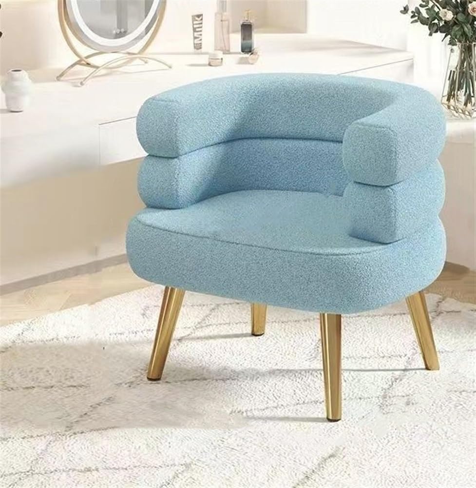 Silla de tocador mullida con patas de metal para dormitorio y salon
