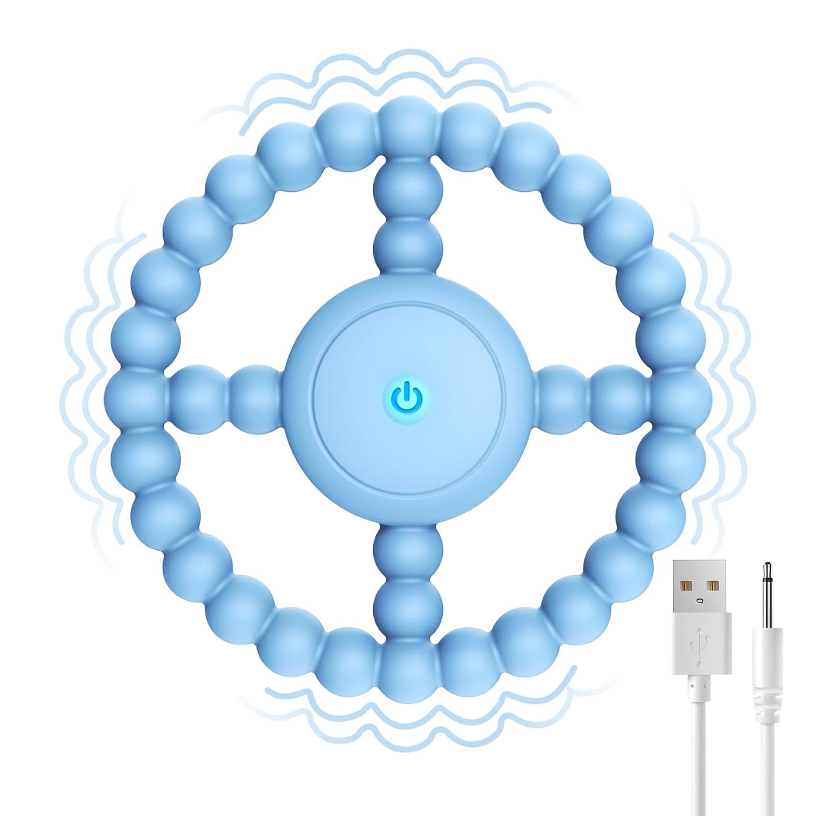 MOXYOY Beißring für Babys, vibrierendes Spielzeug, Silikon, Beißring, Beruhigung des Zahnfleischs für Babys, Erleichterung bei Autismus, ADHS, Angstzuständen (Blau)