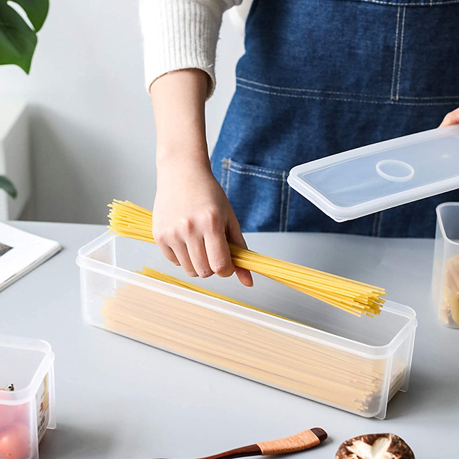 LATRAT 2 scatole portaoggetti, spaghetti, pasta, contenitore per pasta con coperchio per cibo secco