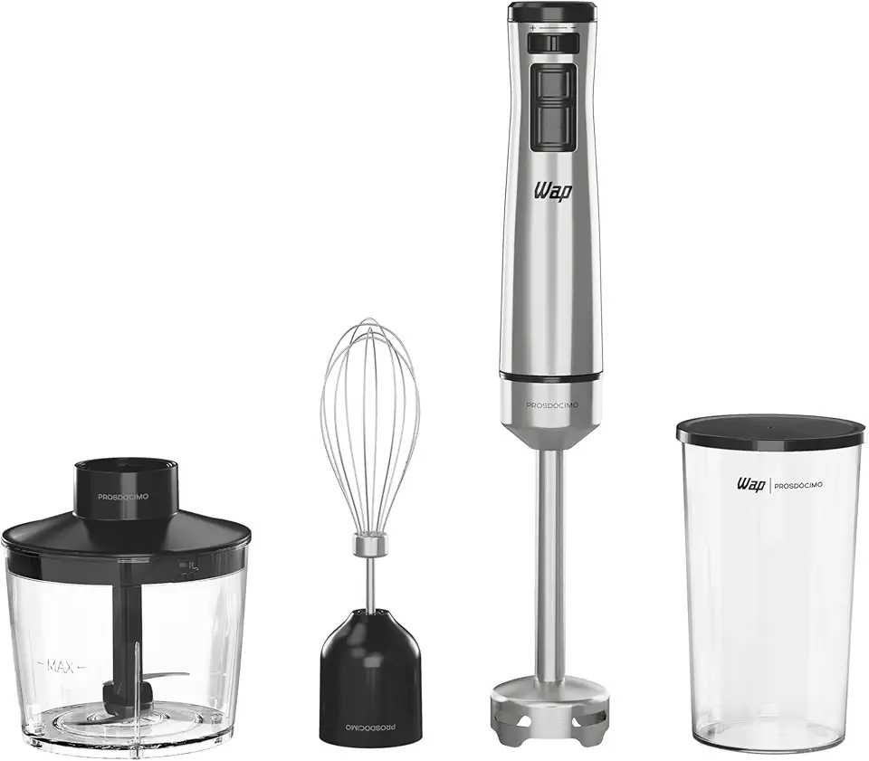 WAP Mixer Elétrico 3 em 1 com Processador, Miniprocessador e Batedor de Clara em Inox Prosdócimo WM1 600W 127V