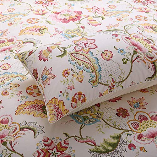 Softta Vintage Queen Size 3Pcs Duvet Cover Set Luxury Damask Floral Bedding Set 1 Duvet Cover 88×88 Inches + 2 Pillowcases/Shams Farmhouse Flower Series 800 Thread Count 100% Egyptian Cotton #TOP3