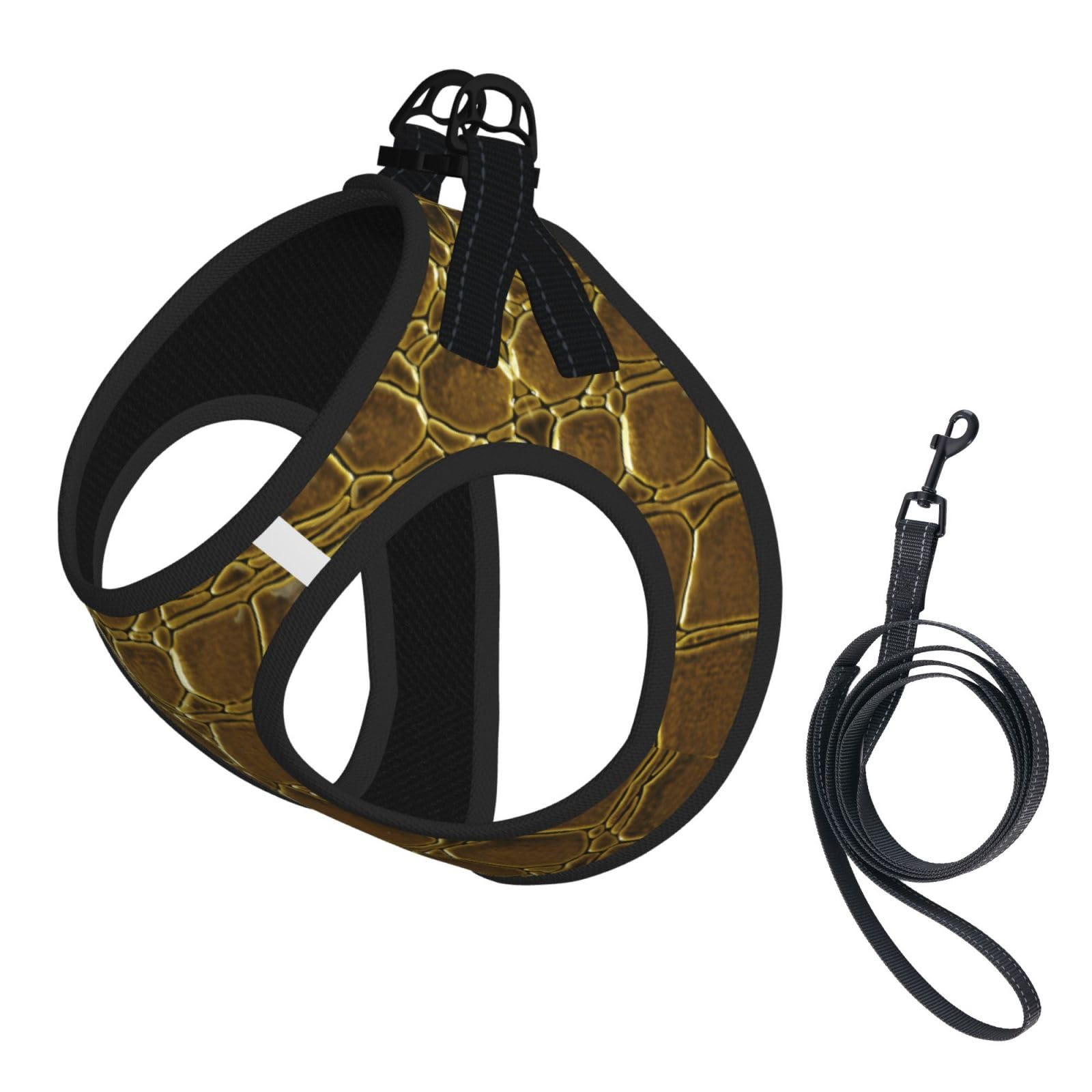 Crocodile Skin Close Up Texture Detail Dog Harness and Leash Set No Pull Reflective Adjustable Soft Mesh Padded Pet Vest with Safety Buckle for Small Medium Dogs and Cats Medium