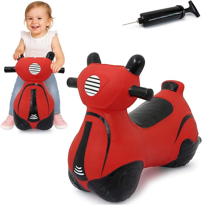 JAMARA 460572 HoppyDoo - Carro Hinchable para niños, Juguete para niños en Interiores y Exteriores, Regalo para niños, Juguete de jardín, fácil de Limpiar, Inflable, sin BPA, con Bomba