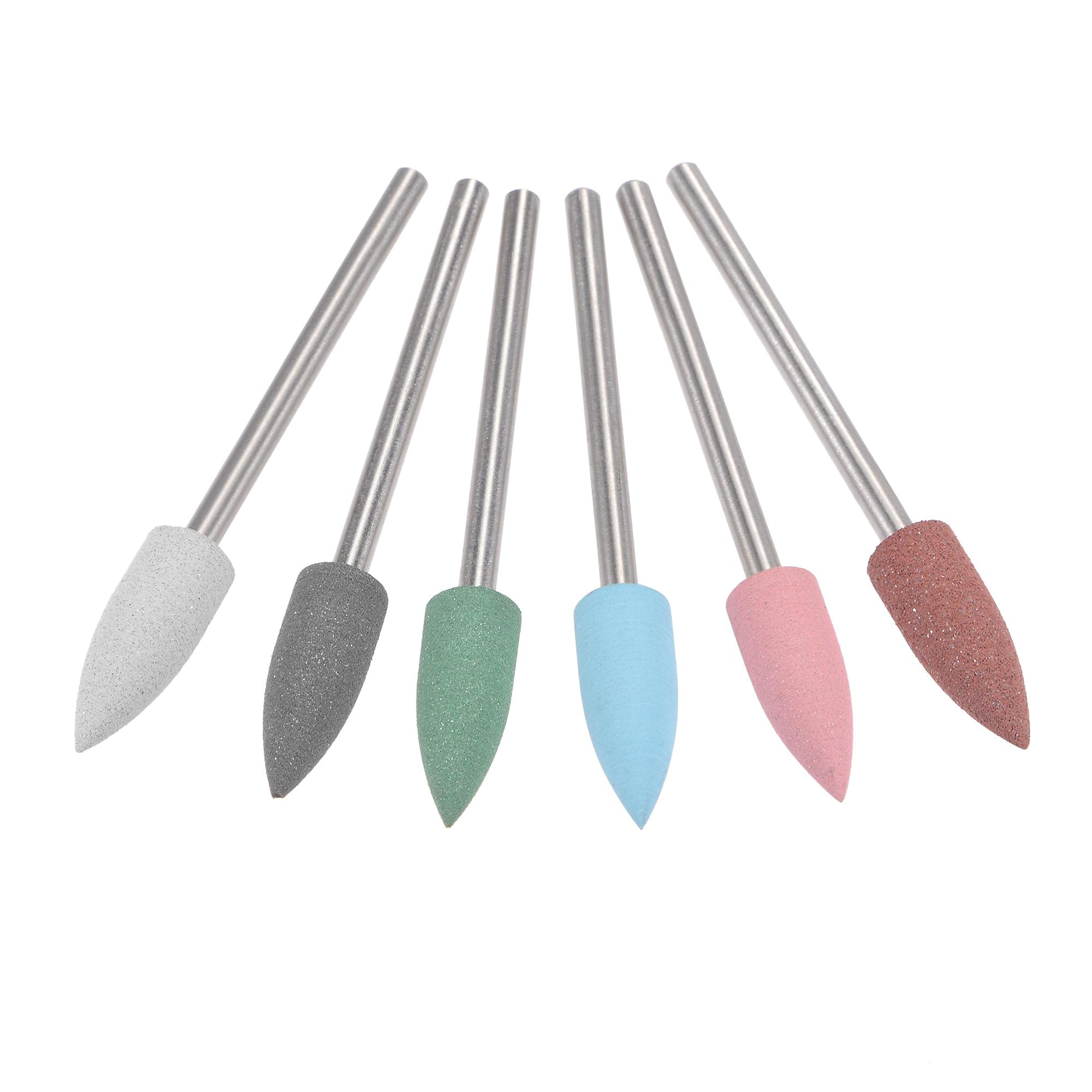 uxcell Mounted Grinding Bits Grinder Heads Silicone Polishing Wheels for Rotary Tools 6mm Dia Multi-Color 6pcs