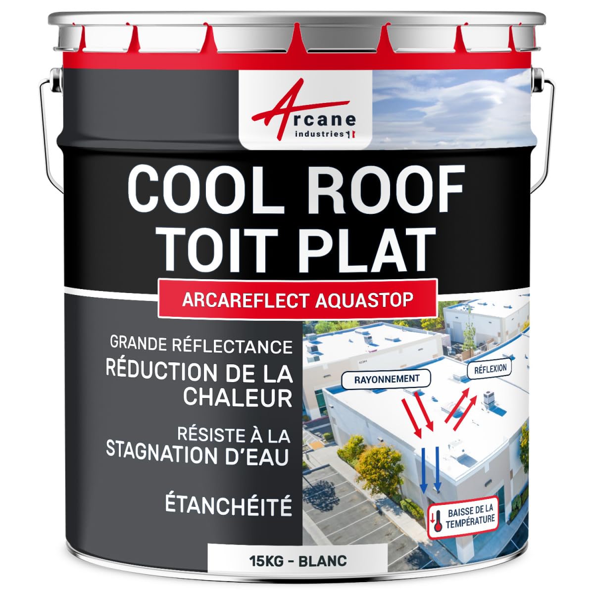 ARCANE INDUSTRIES Cool Roof Toit Plat, terrasse, réfléchissante - 15 kg Blanc